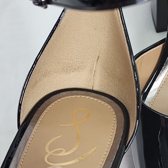 Sam Edelman Kori Black Patent Faux Leather Sexy Peep Toe 6" Platform Heel New - Picture 7 of 16